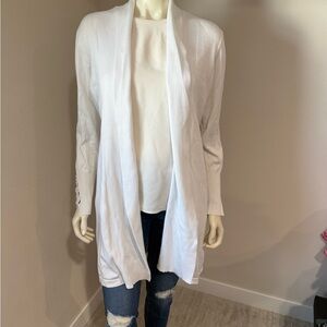 Magaschoni Ivory Open Front Cardigan